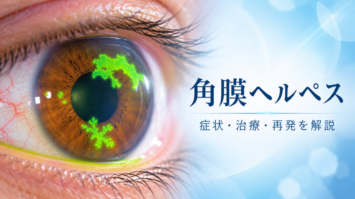 角膜ヘルペスの症状・治療・再発を解説するアイキャッチ画像