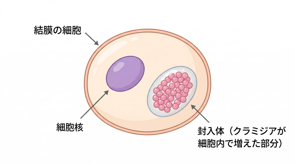 クラミジアの封入体を示すイラスト